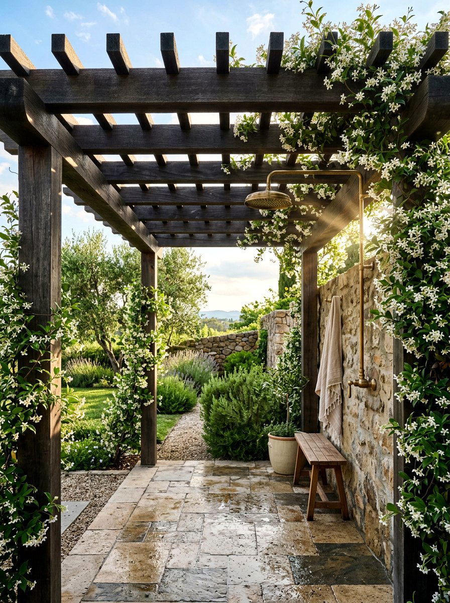 Pergola outdoor shower - 30 outdoor shower summer ideas