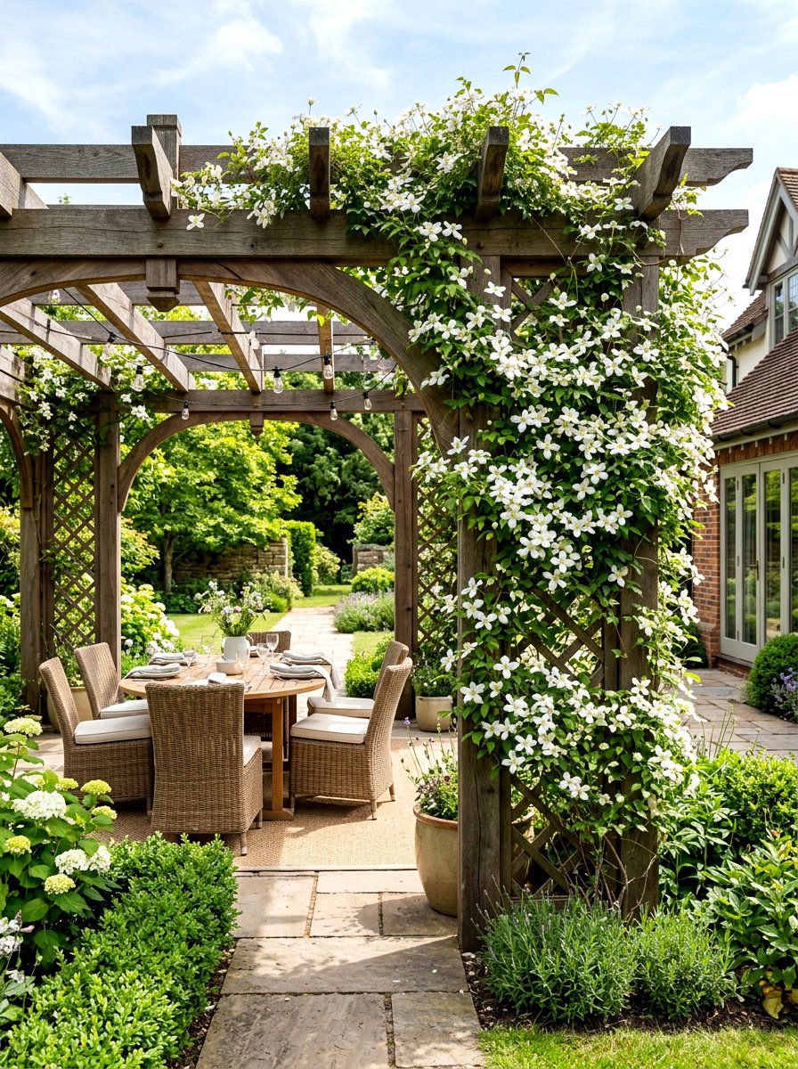 Pergola post trellis - 30 clematis trellis ideas