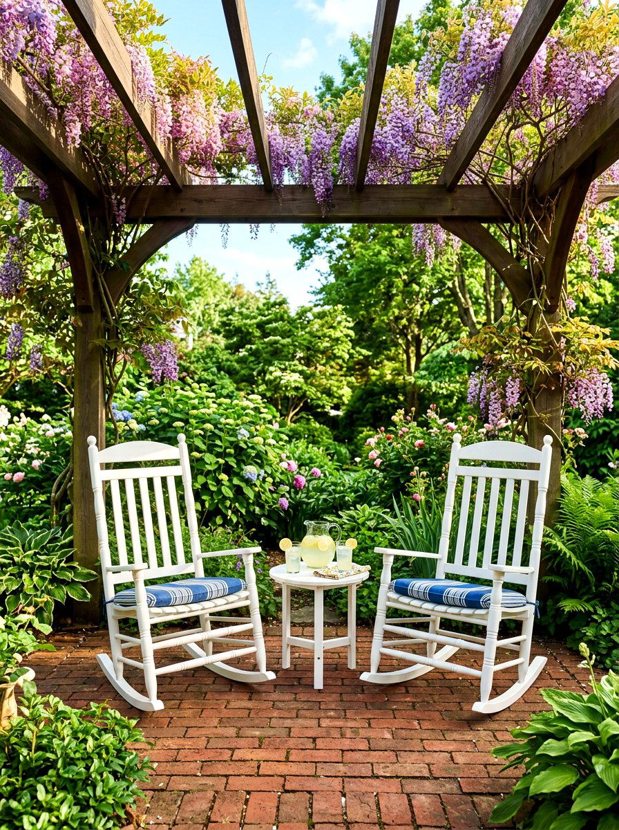 Pergola rocking chairs - 30 pergola seating ideas