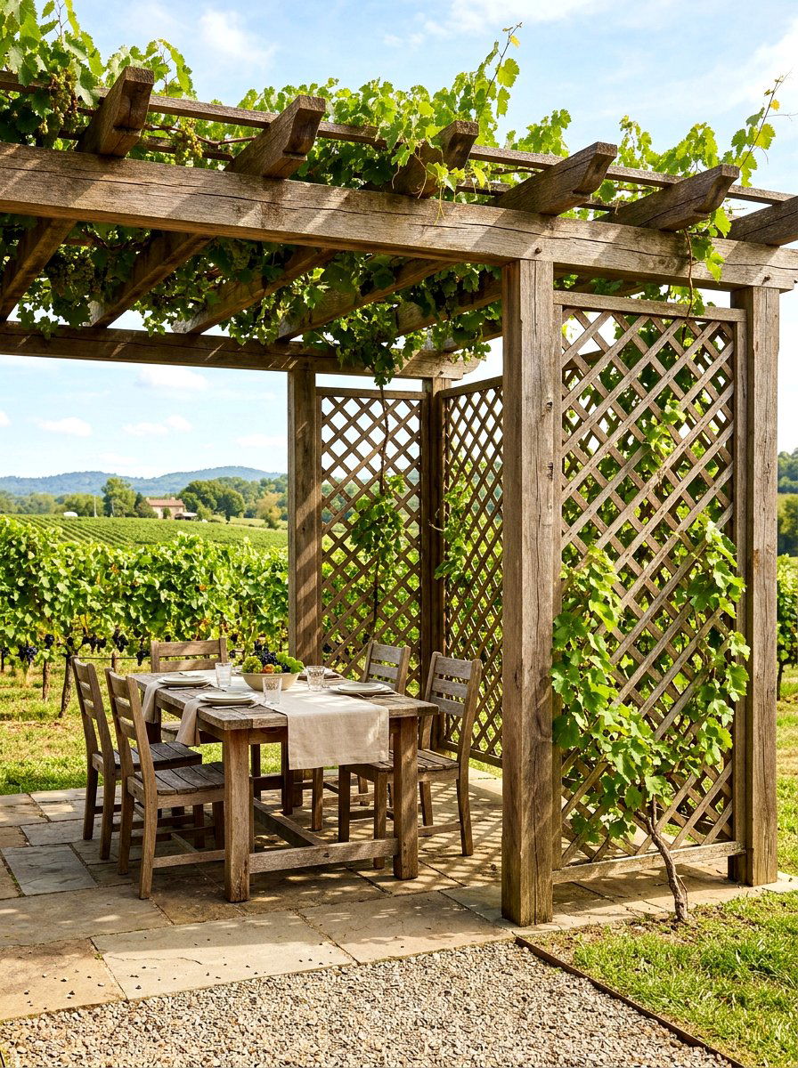 Pergola side lattice panels - 30 lattice privacy ideas