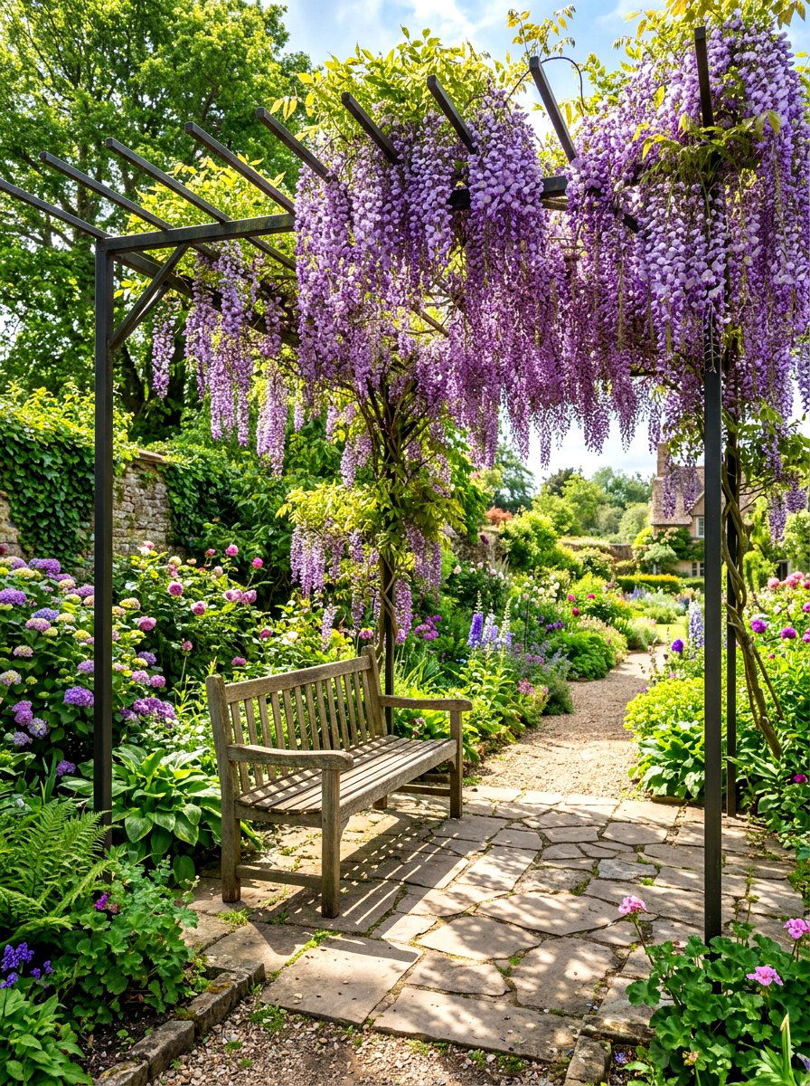 Pergola with climbing plants - 30 modern pergola ideas
