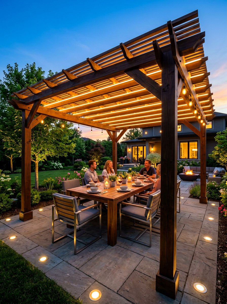 Pergola with integrated lighting - 30 modern pergola ideas
