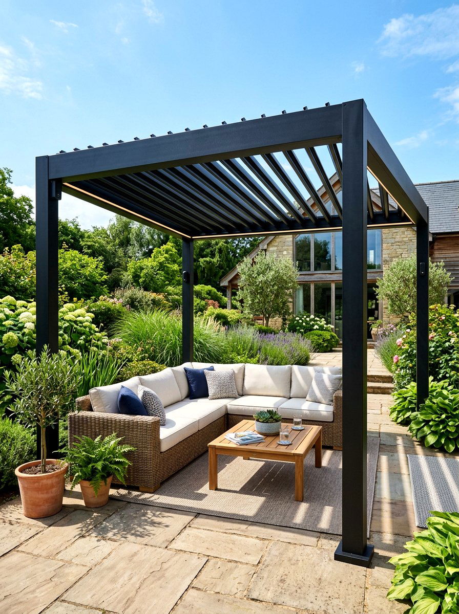 Pergola with louvers - 30 modern garden ideas