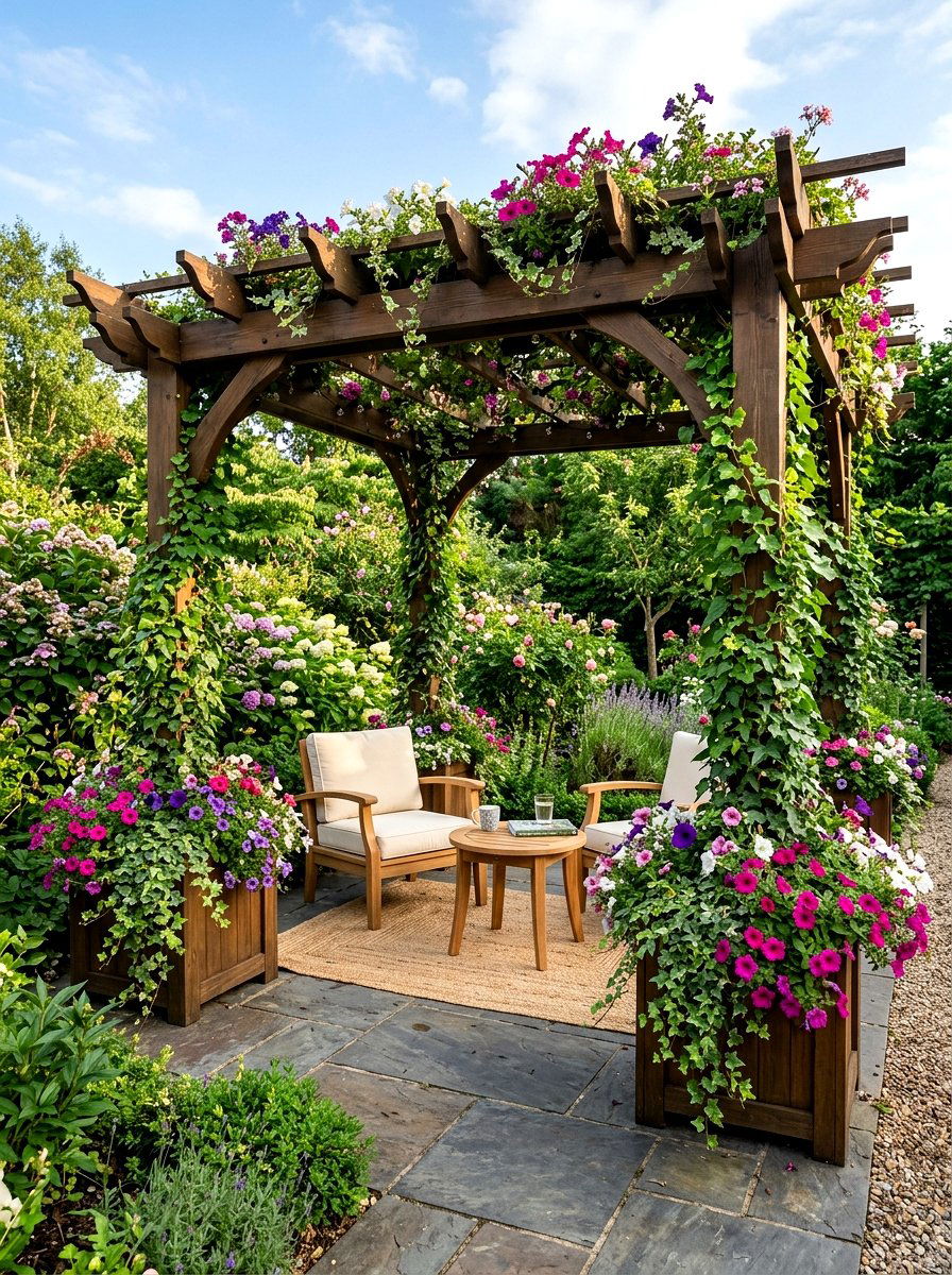 Pergola with planter box - 30 pergola ideas