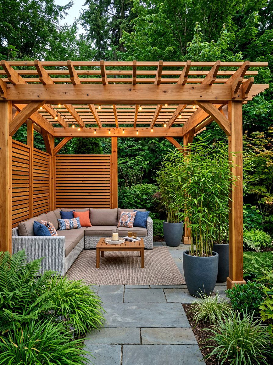 Pergola with privacy screens - 30 patio pergola ideas
