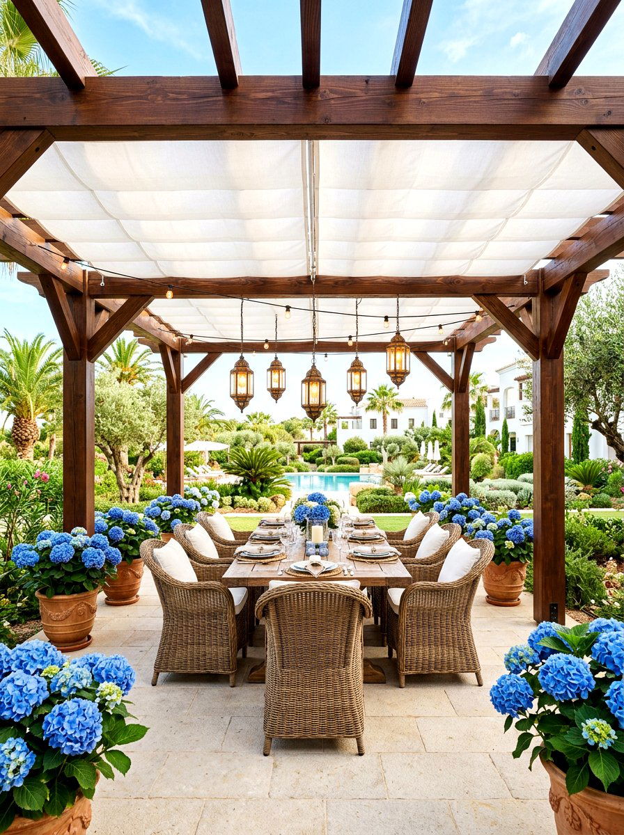Pergola with retractable canopy - 30 patio pergola ideas