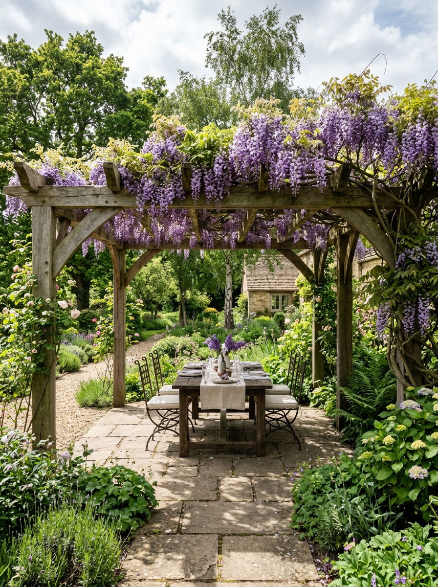 Pergola with trailing vines - 30 urban garden ideas