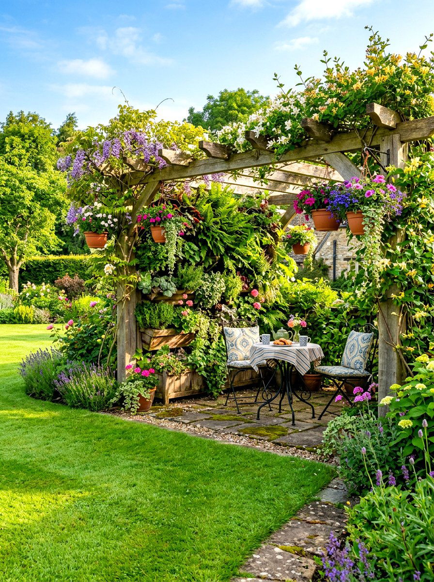 Pergola with vertical garden - 30 modern pergola ideas