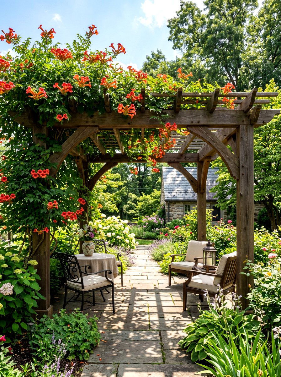 Pergola with vines - 30 tropical backyard landscaping ideas