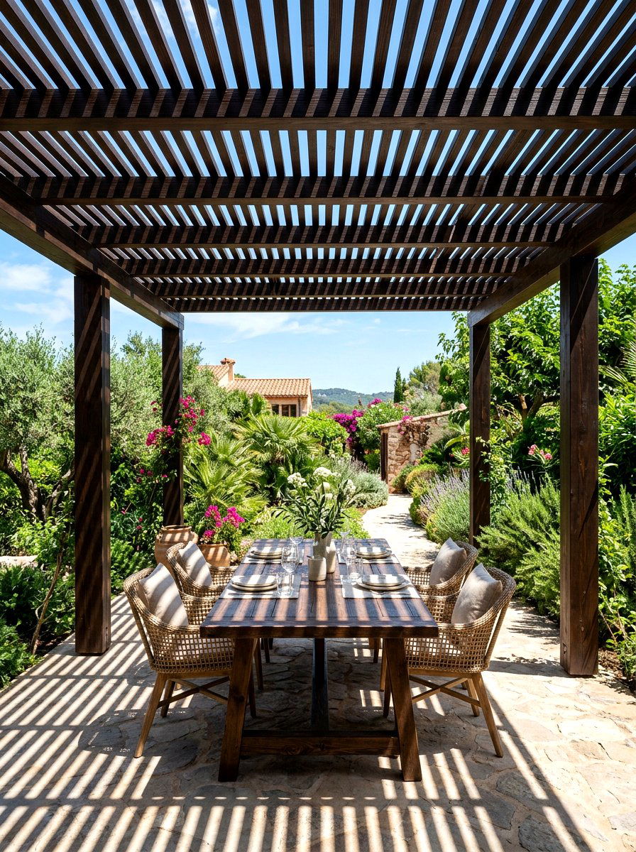 Pergola wood slats - 30 deck shade ideas
