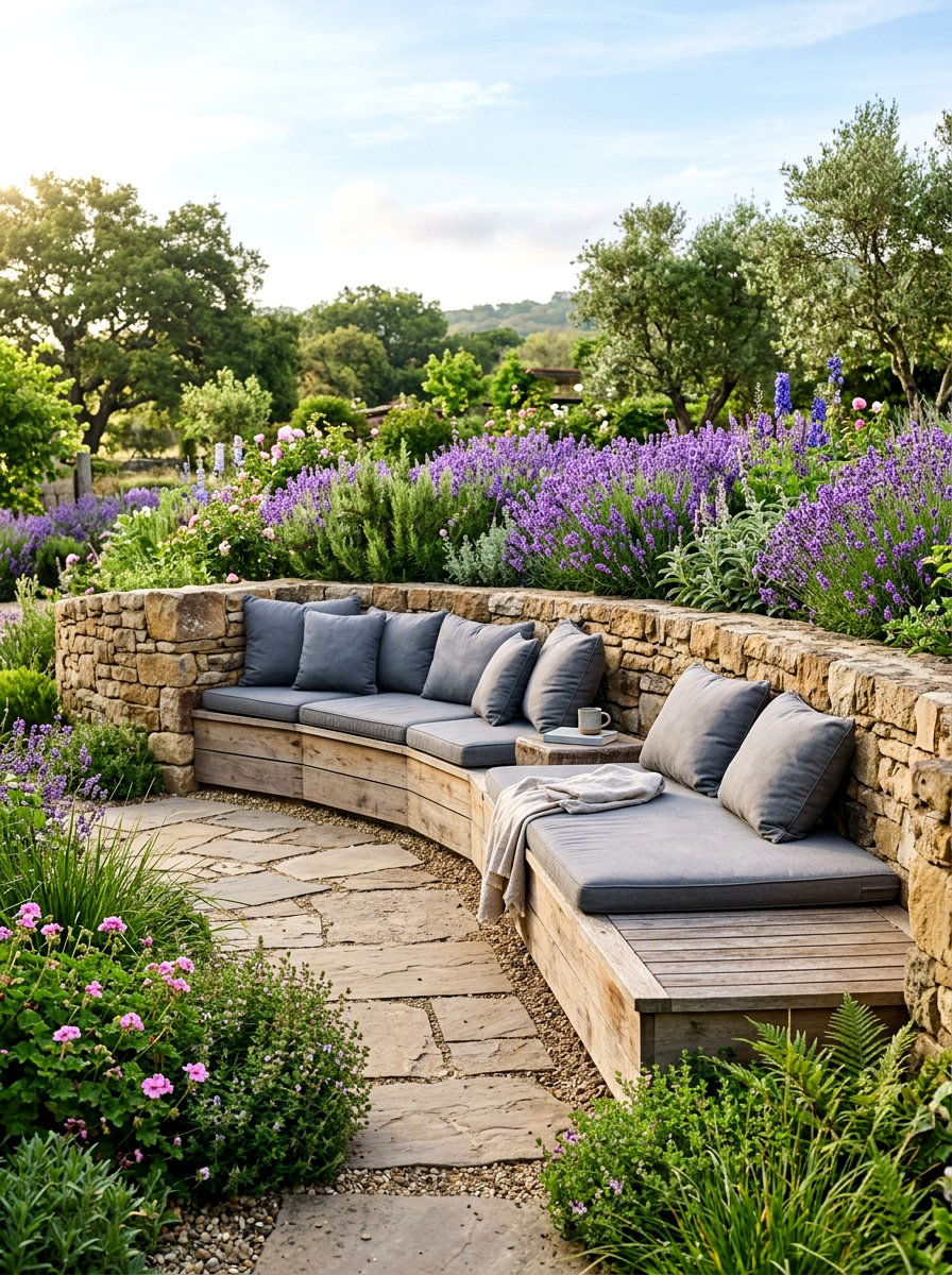 Perimeter Wall Seating - 30 built in sunbed patio ideas