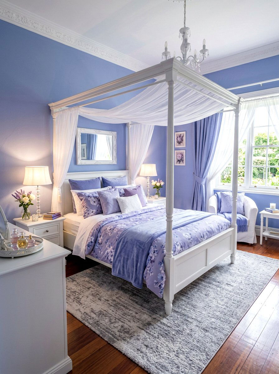 Periwinkle romantic bedroom - 30 cool blue bedroom ideas