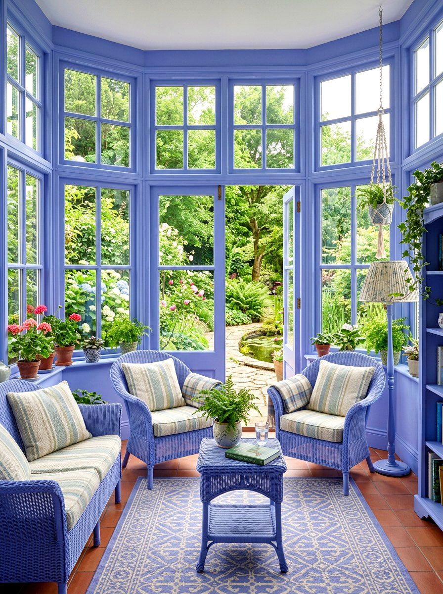 Periwinkle sunroom - 30 spring color drench ideas