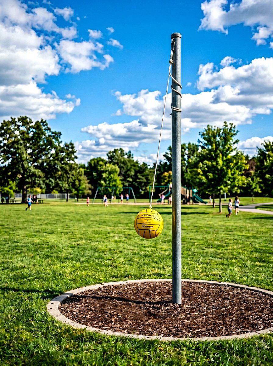 Permanent Tetherball Pole - 30 backyard game area ideas