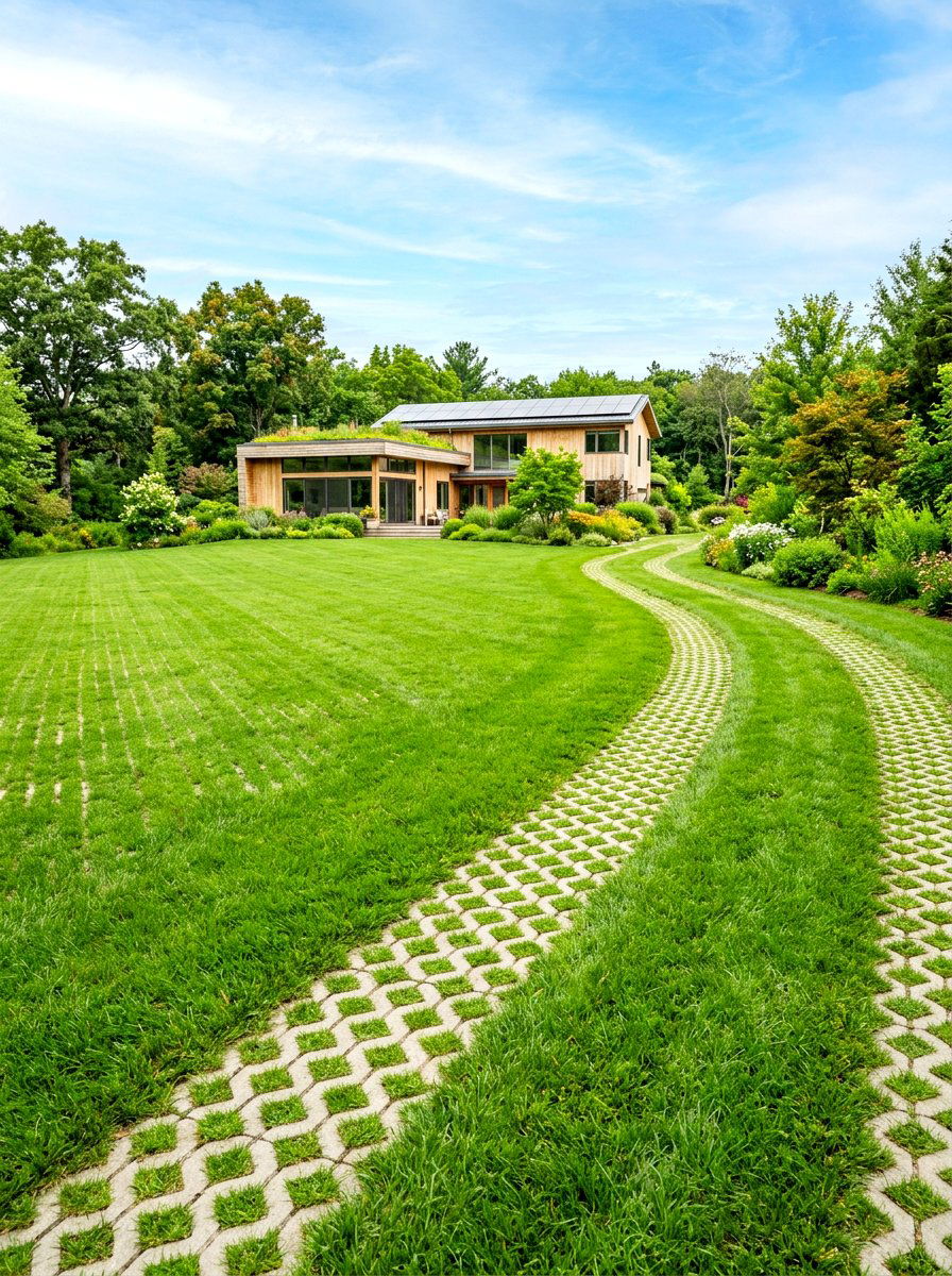 Permeable Grass Paver - 30 stepping pad lawn ideas