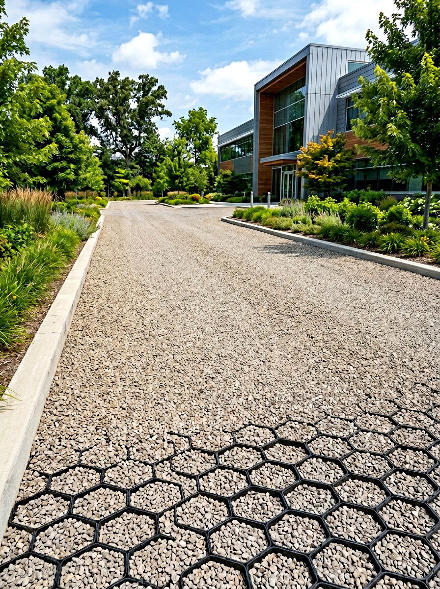 Permeable Gravel Grid - 30 gravel walkway ideas