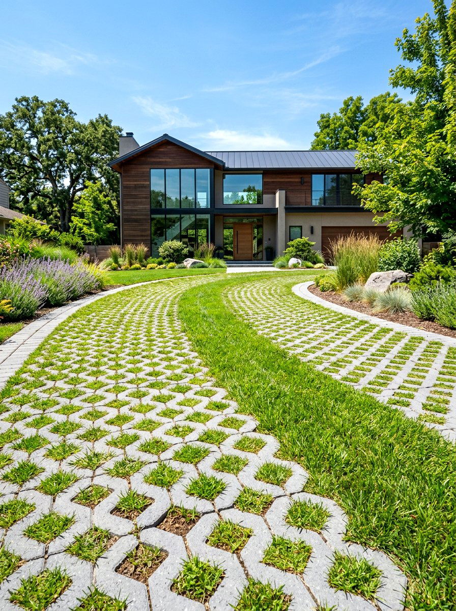 Permeable Paver Driveway - 30 modern landscaping ideas
