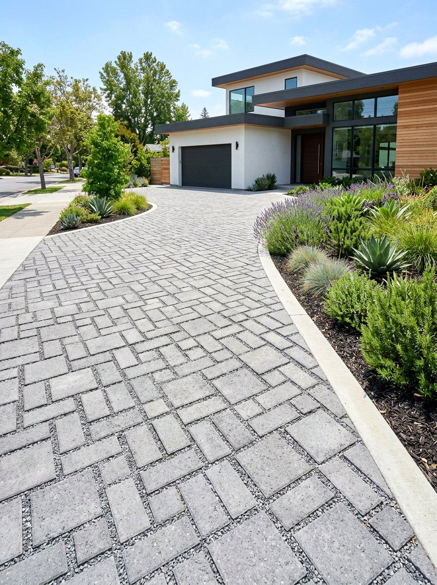 Permeable Paver Driveway - 30 xeriscape garden ideas
