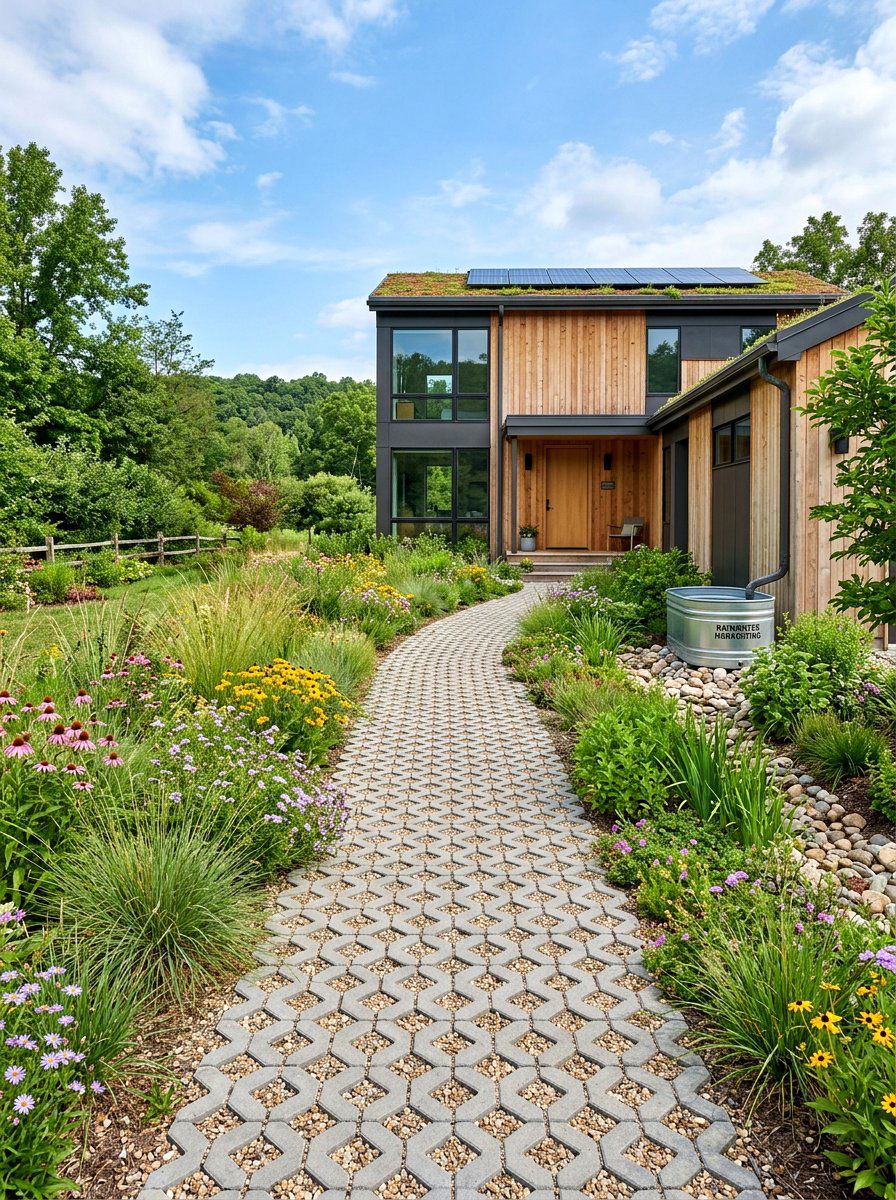 Permeable Paver Grid - 30 front walkway ideas