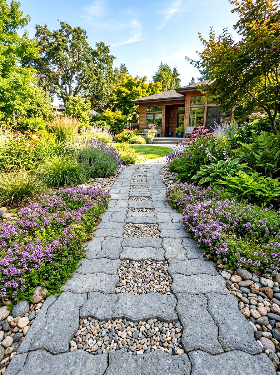 Permeable Paver Walkway - 30 drought tolerant landscaping ideas