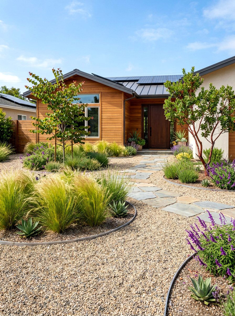 Permeable front yard surface - 30 decomposed granite front yard ideas