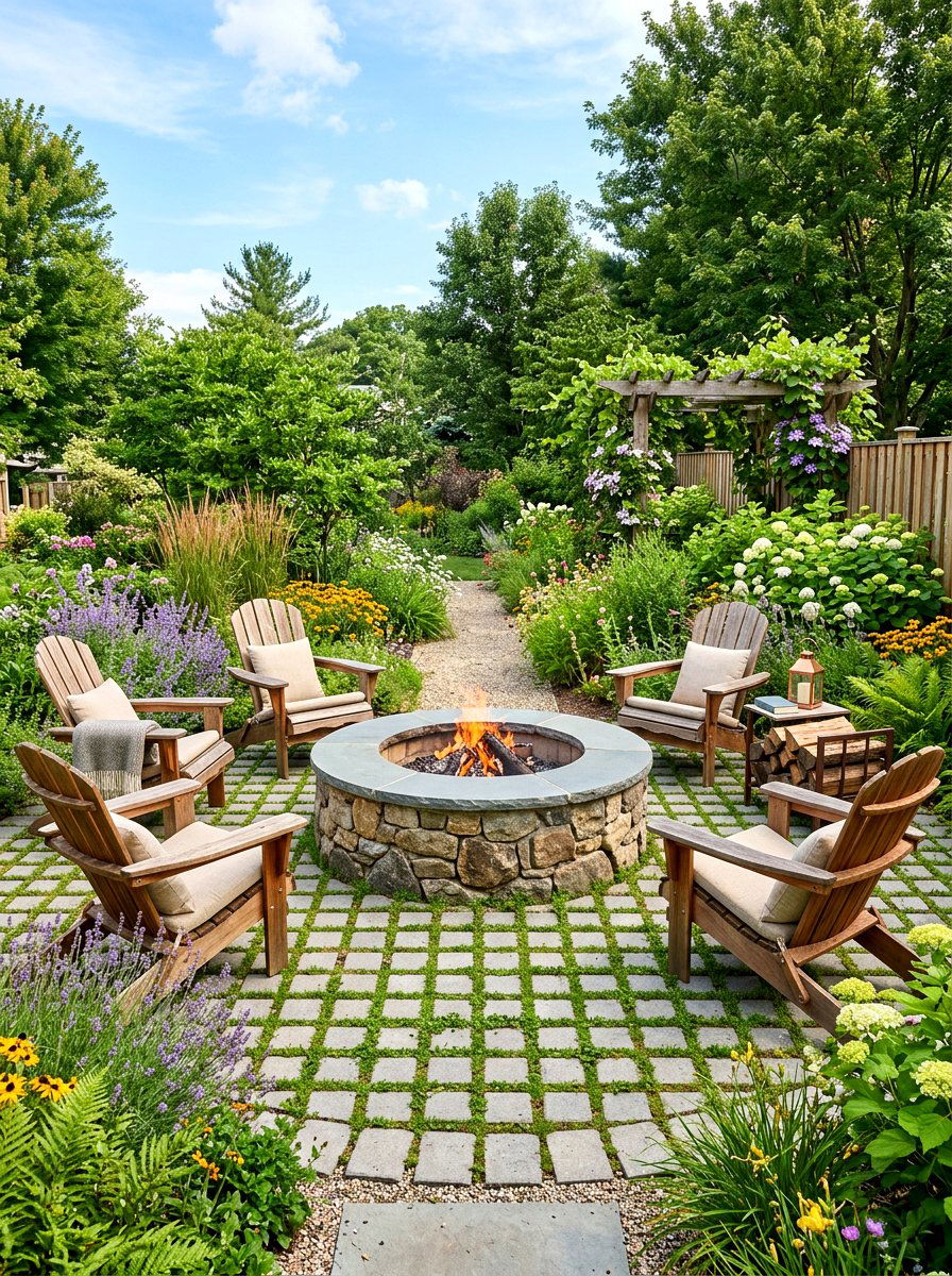 Permeable paver fire pit patio - 30 paver fire pit patio ideas