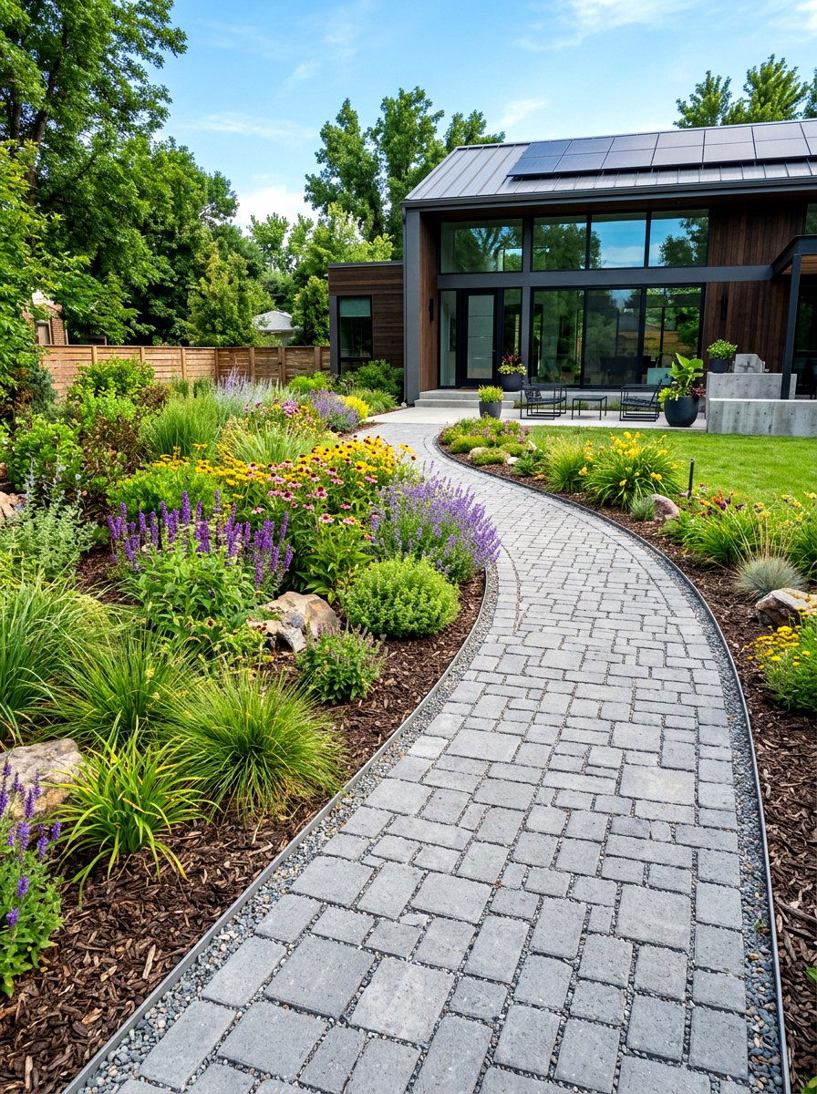 Permeable paver walkway - 30 front yard pathway ideas