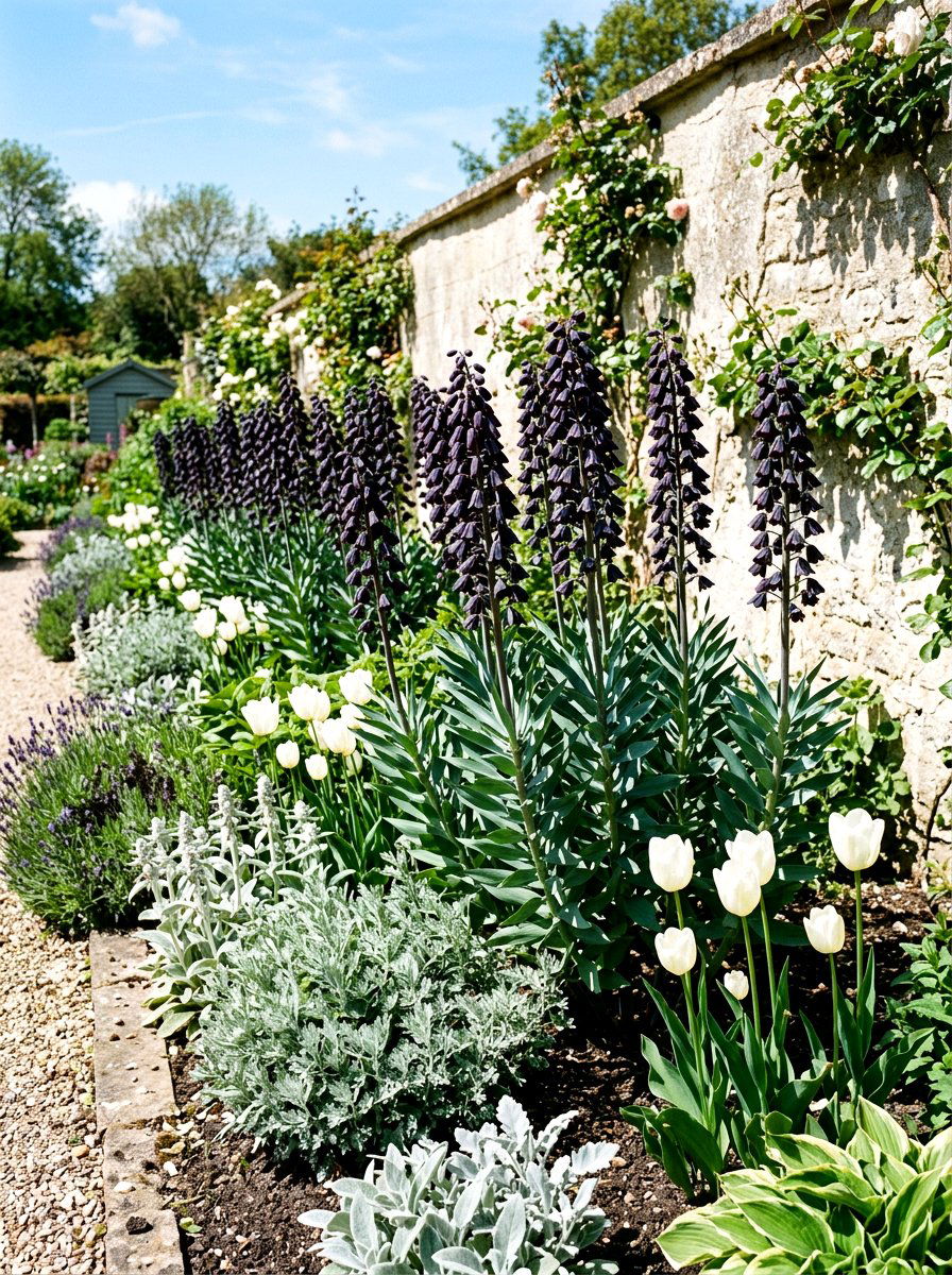 Persian Lily Garden Row - 30 spring bulb border ideas
