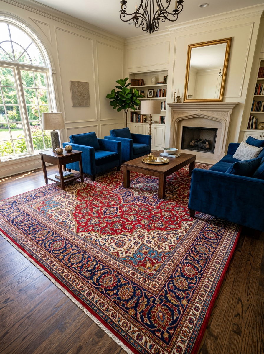 Persian rug lounge - 30 heritage lounge room ideas