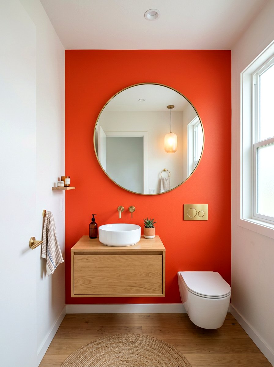 Persimmon Accent Wall Powder Room - 30 persimmon powder room ideas