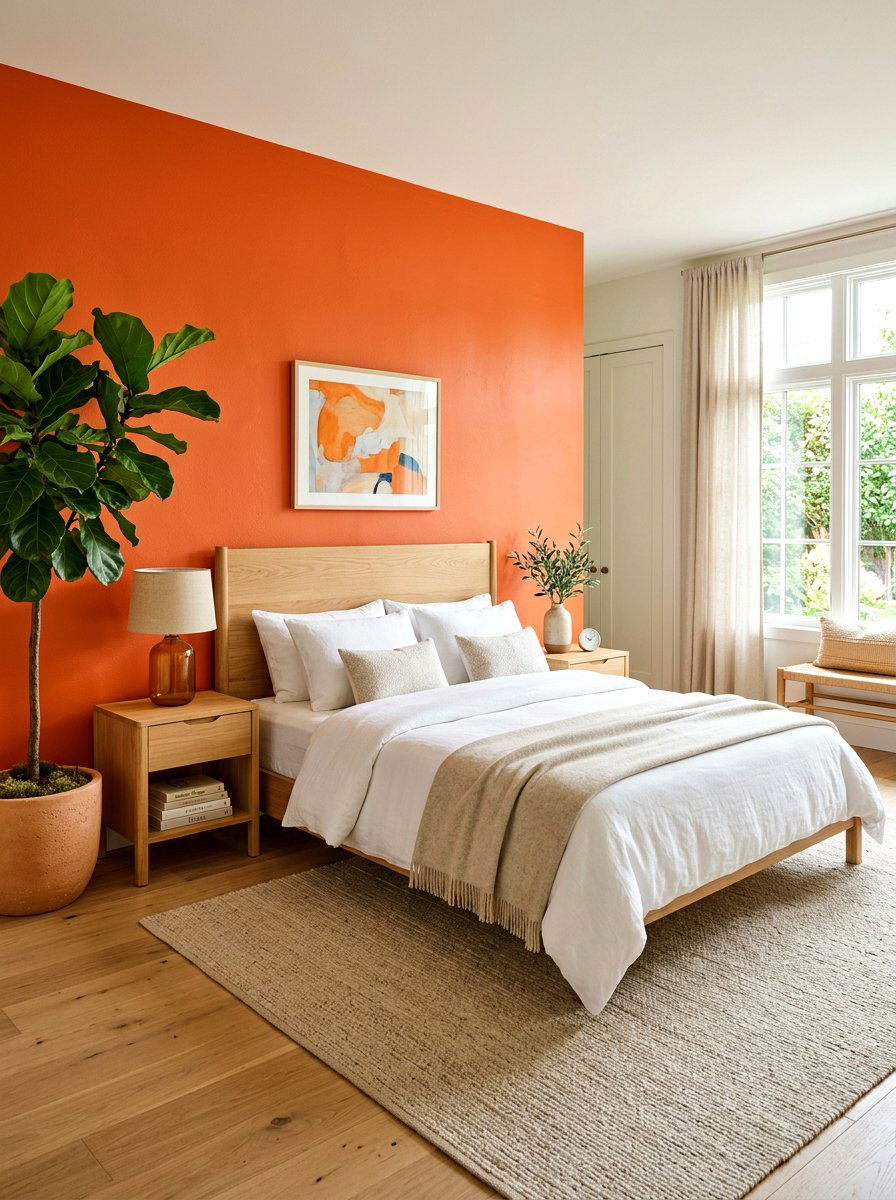 Persimmon Bedroom Accent Wall - 30 persimmon decor ideas