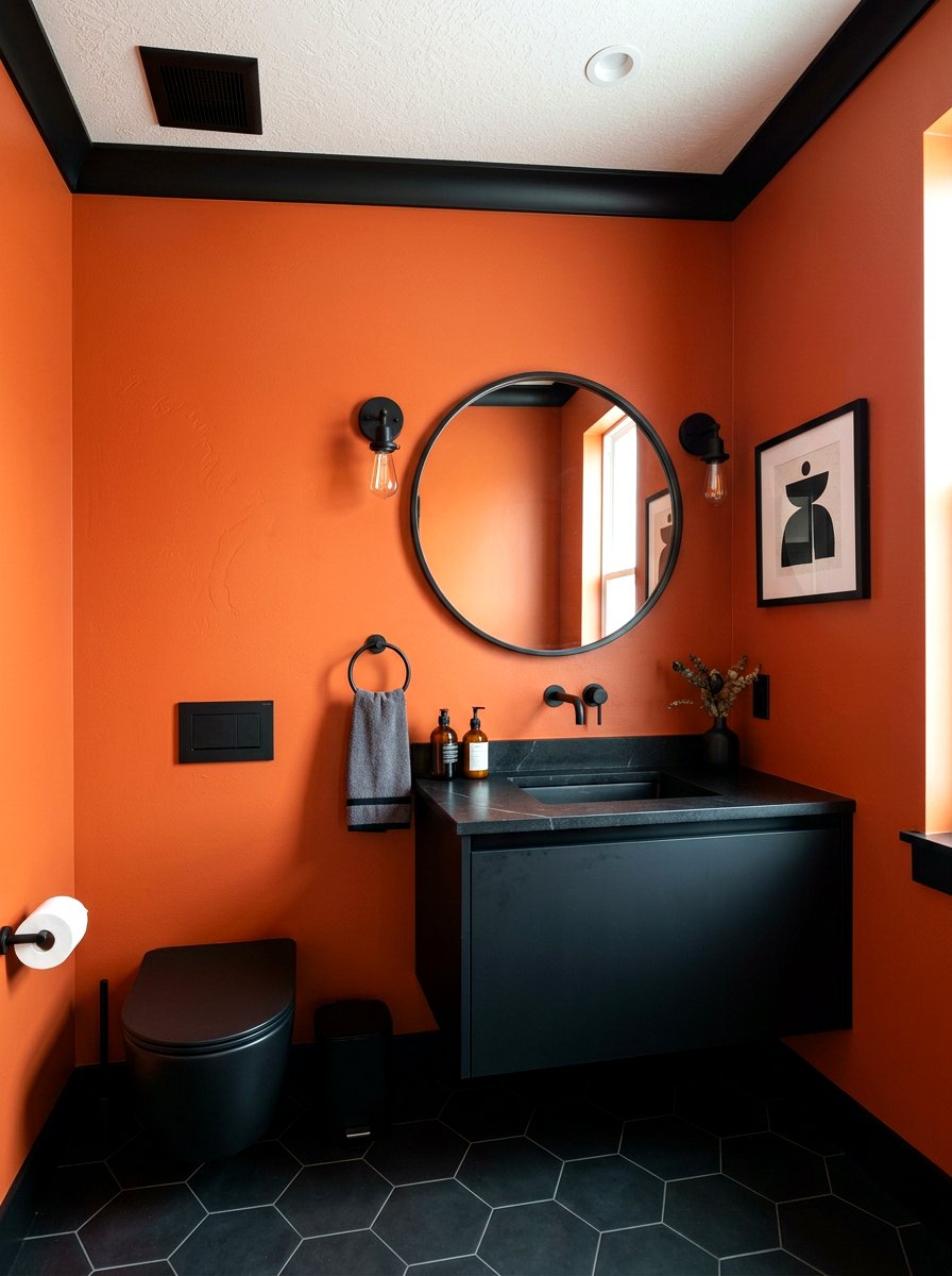 Persimmon Black Accent Powder Room - 30 persimmon powder room ideas