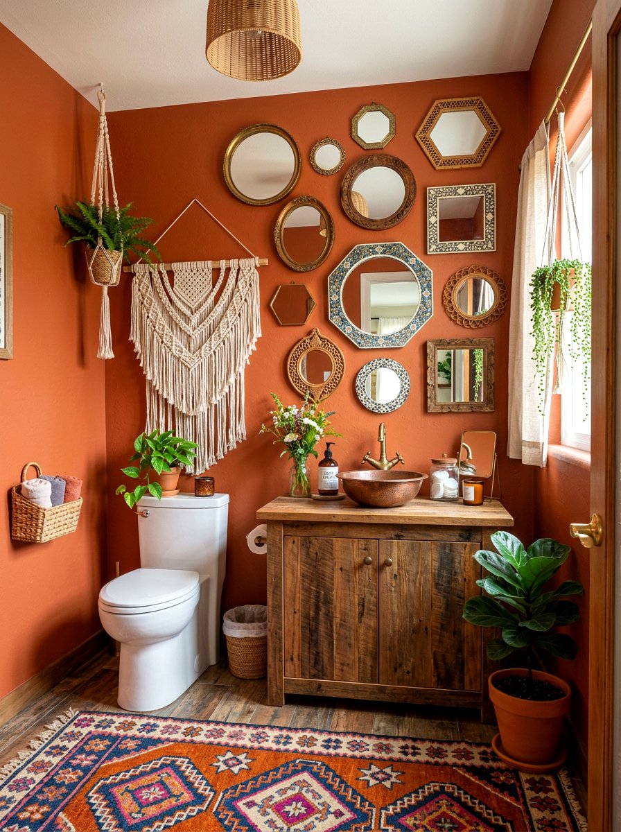 Persimmon Boho Powder Room - 30 persimmon powder room ideas
