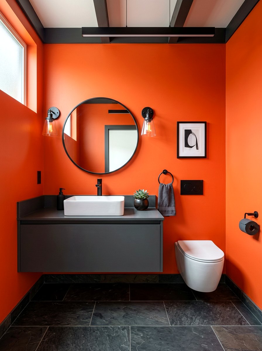 Persimmon Charcoal Grey Powder Room - 30 persimmon powder room ideas