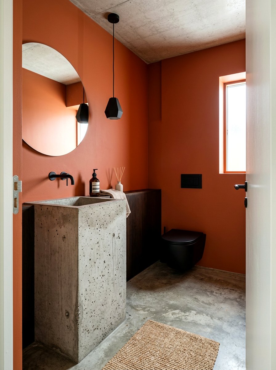 Persimmon Concrete Powder Room - 30 persimmon powder room ideas