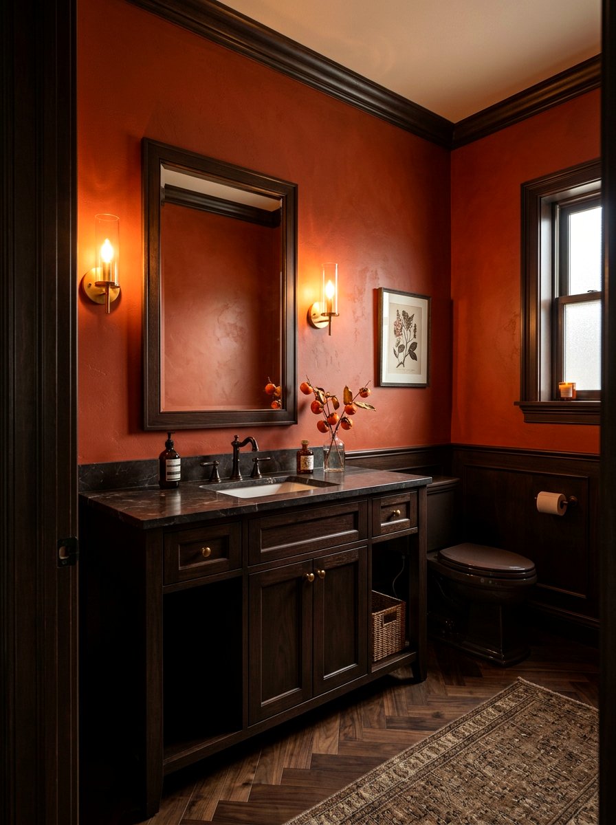 Persimmon Dark Wood Powder Room - 30 persimmon powder room ideas