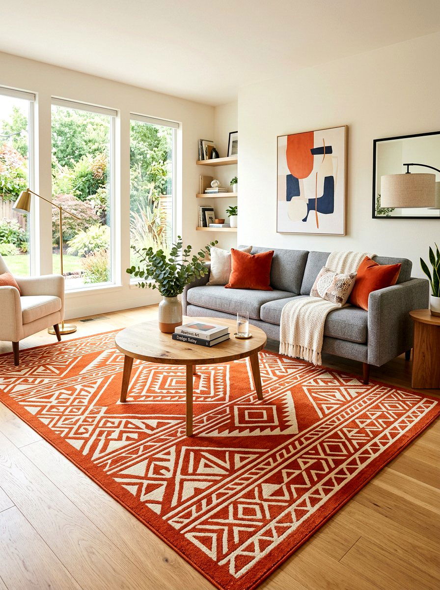 Persimmon Geometric Area Rug - 30 persimmon decor ideas