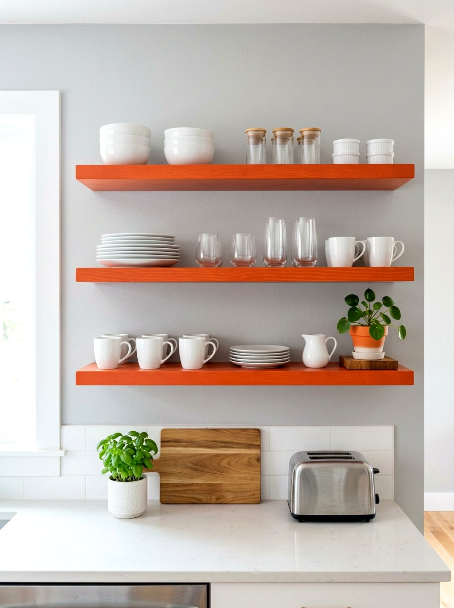 Persimmon Kitchen Floating Shelves - 30 persimmon decor ideas