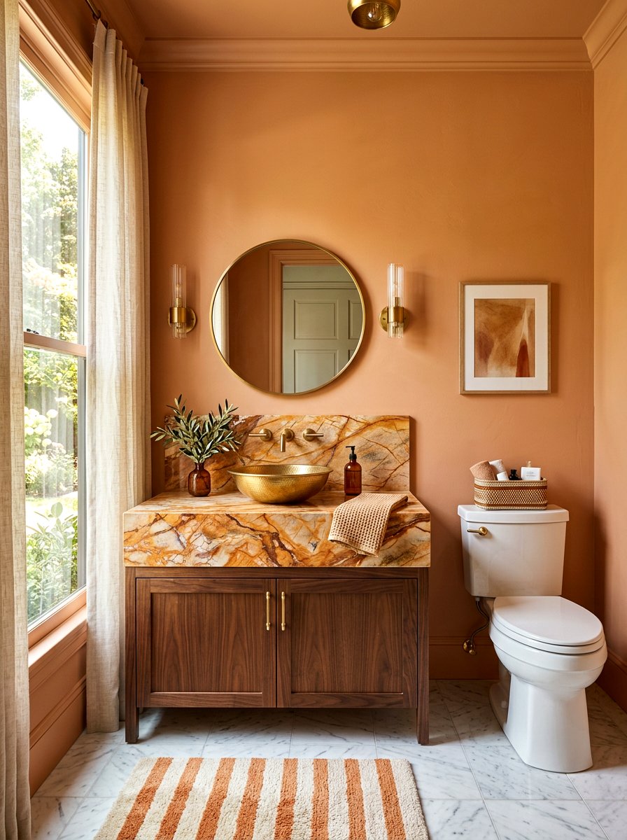 Persimmon Marble Powder Room - 30 persimmon powder room ideas