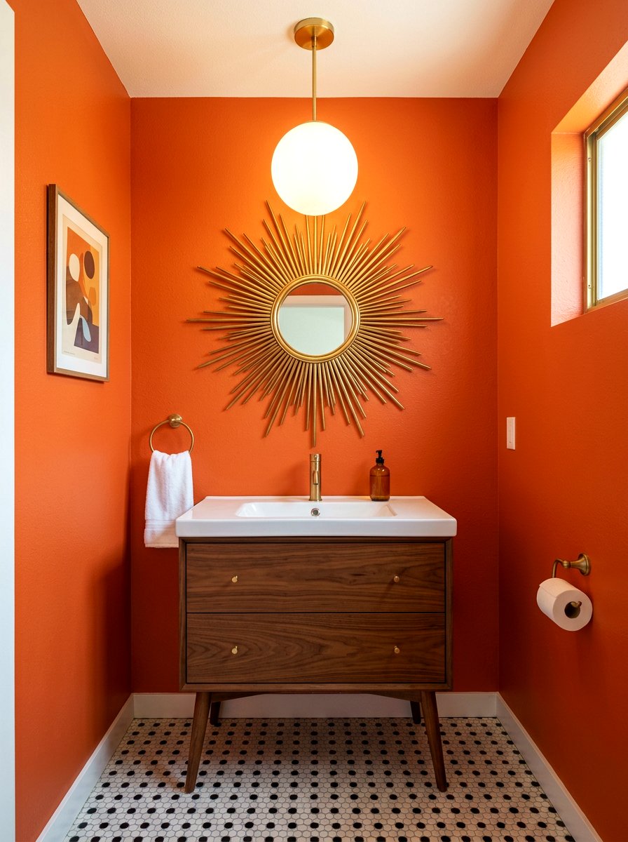 Persimmon Mid Century Powder Room - 30 persimmon powder room ideas
