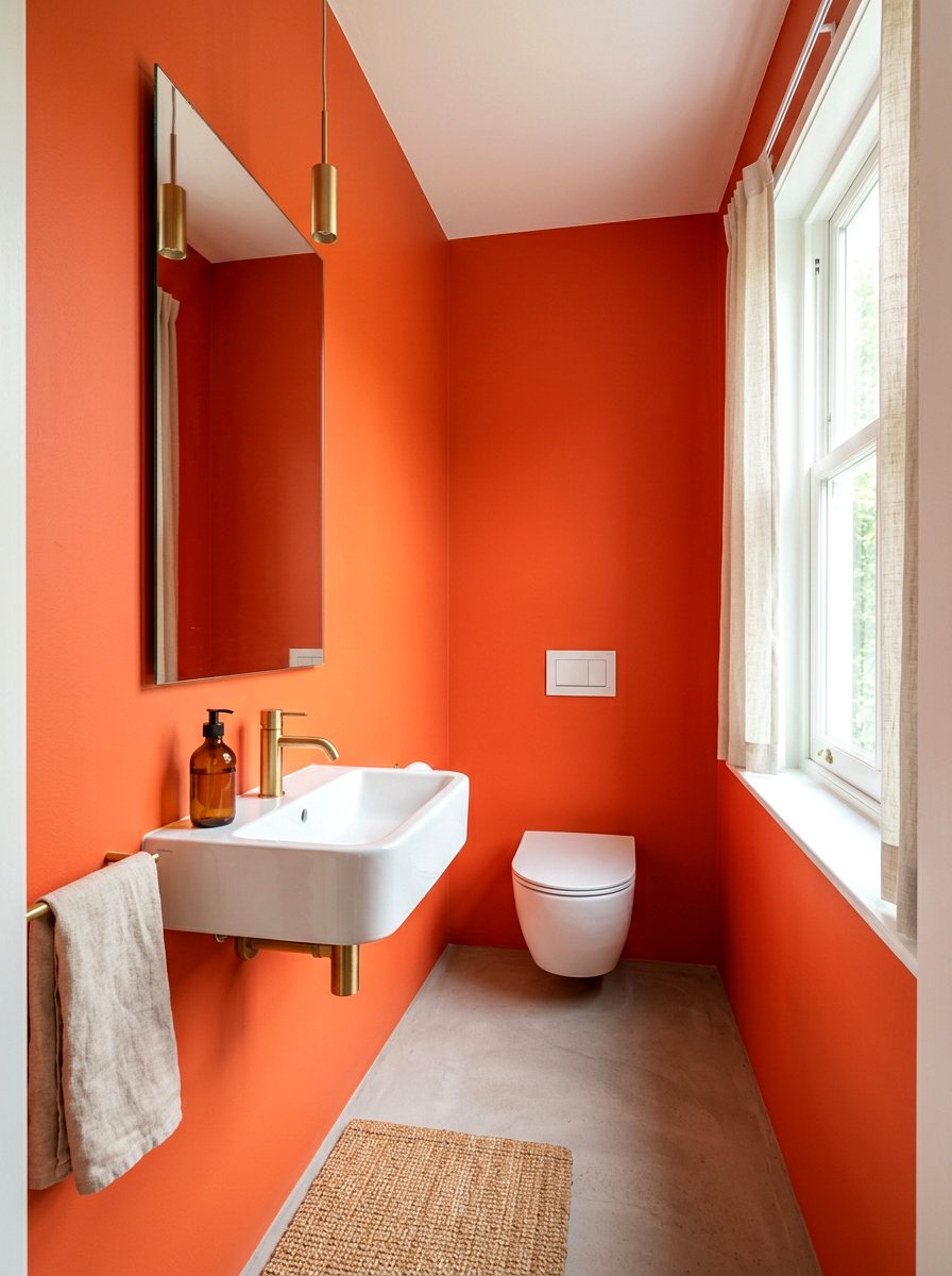 Persimmon Minimalist Powder Room - 30 persimmon powder room ideas