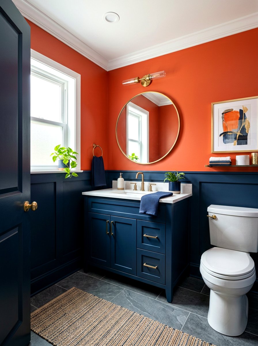 Persimmon Navy Blue Powder Room - 30 persimmon powder room ideas