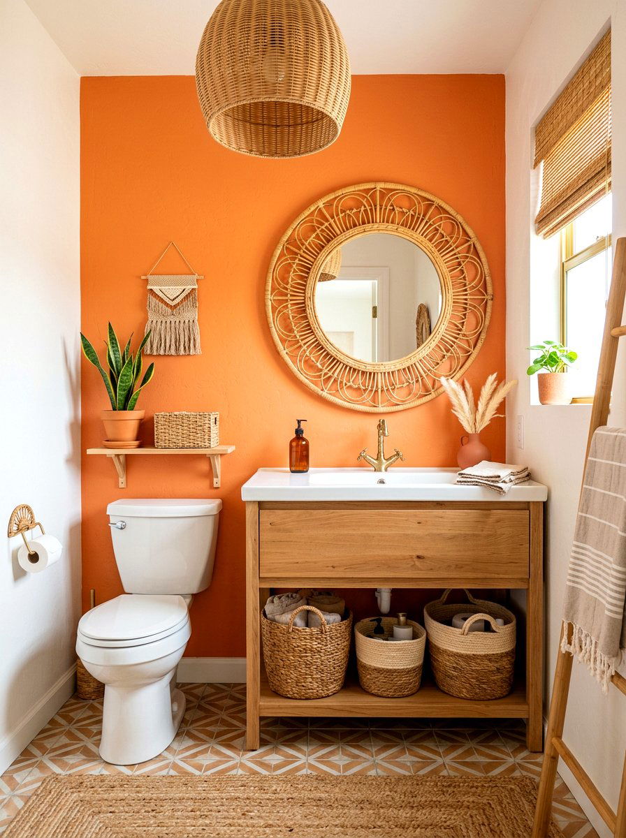 Persimmon Rattan Powder Room - 30 persimmon powder room ideas