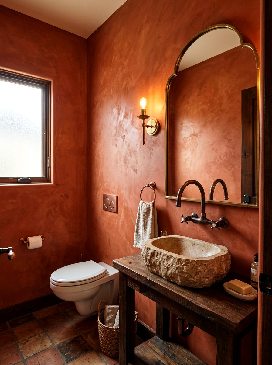 Persimmon Textured Wall Powder Room - 30 persimmon powder room ideas