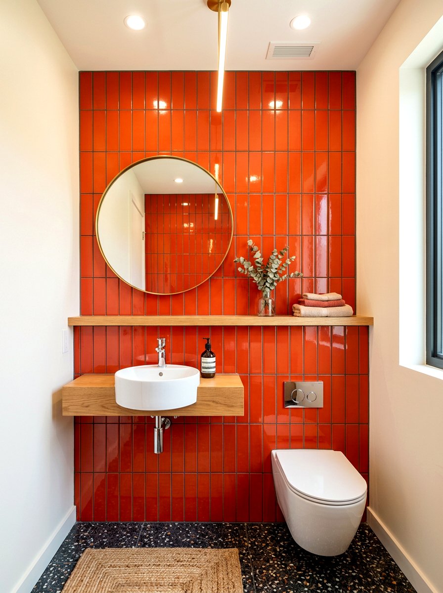 Persimmon Tile Powder Room - 30 persimmon powder room ideas