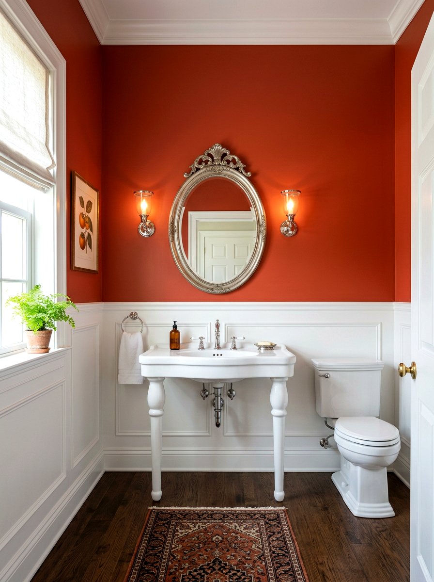 Persimmon Wainscoting Powder Room - 30 persimmon powder room ideas