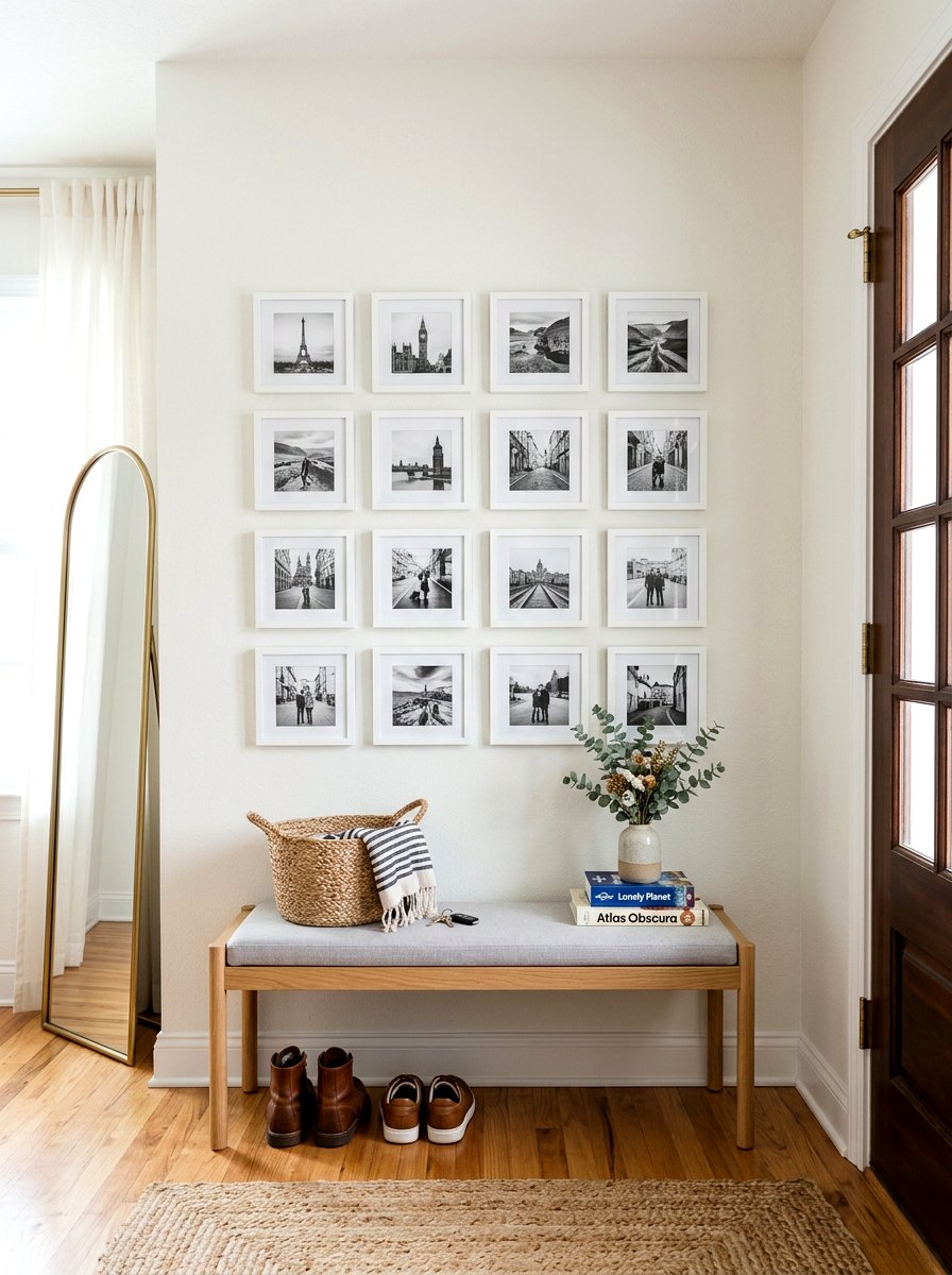 Personal Photo Grid Display - 30 mini salon wall apartment ideas