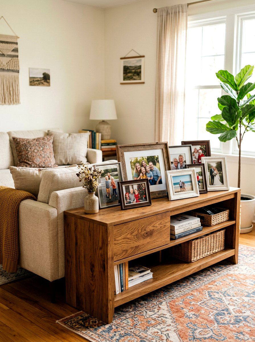 Personal Photos On Media Console - 30 media console styling ideas