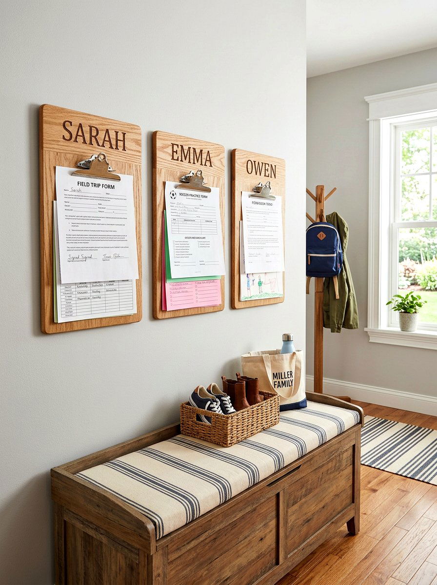 Personalized Clipboard Storage - 30 school paper organization ideas