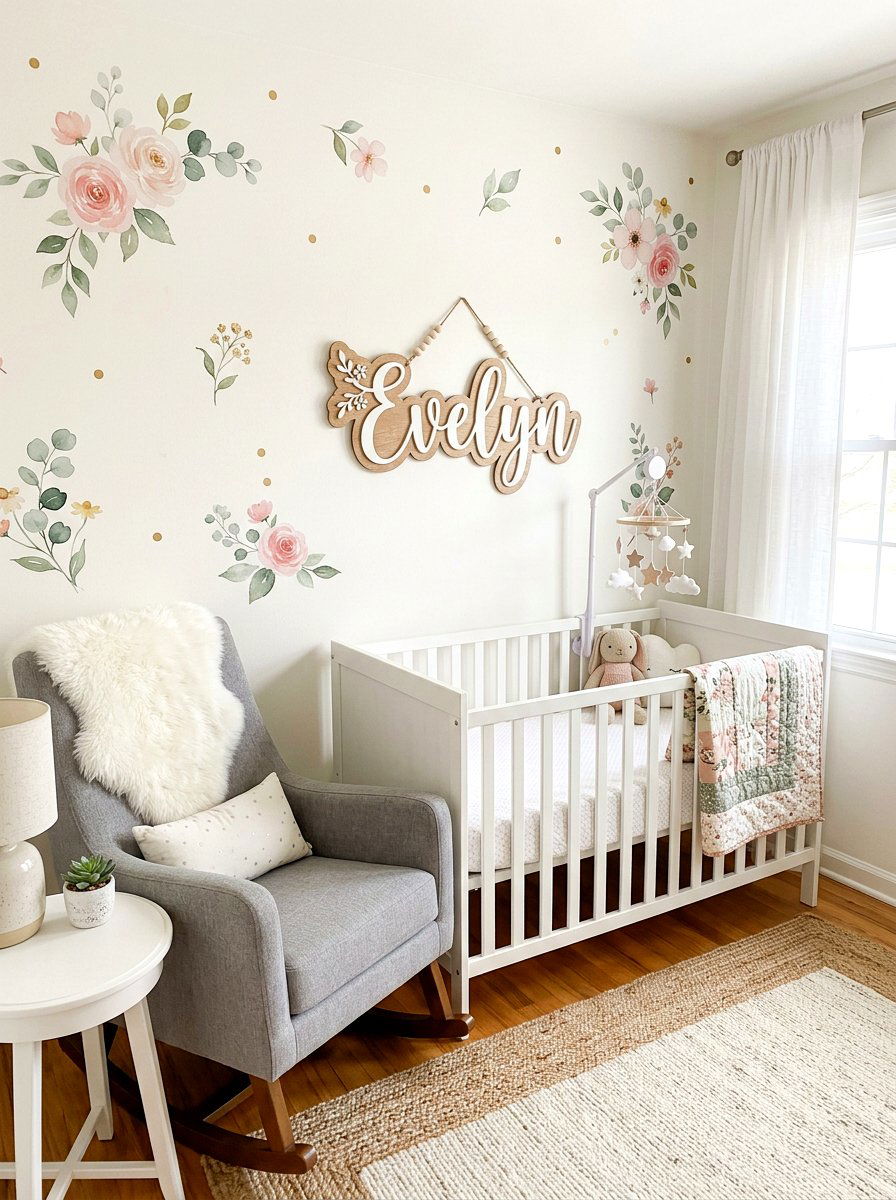 Personalized Name Sign - 30 crib corner styling ideas